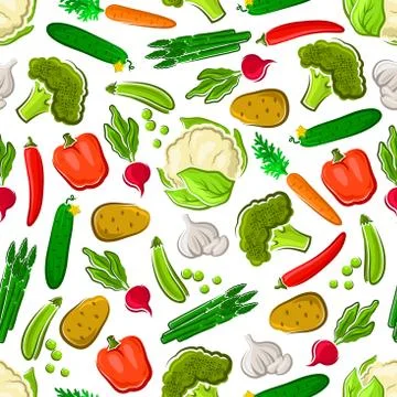 Seamless veggies pattern for farming design Stock Illustration