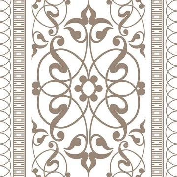 Seamless vertical pattern classical Damask motif. Floral arabesque, palmette key Illustrazione stock