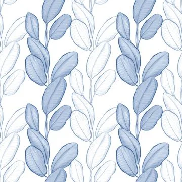 Seamless vertical pattern with leaves Stock Illustration