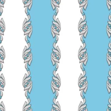 Seamless vertical pattern with silver jewelry Stock Illustration