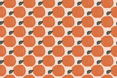 A seamless vertical pattern of stylized oranges with leaves on a light pea... Stock Photos
