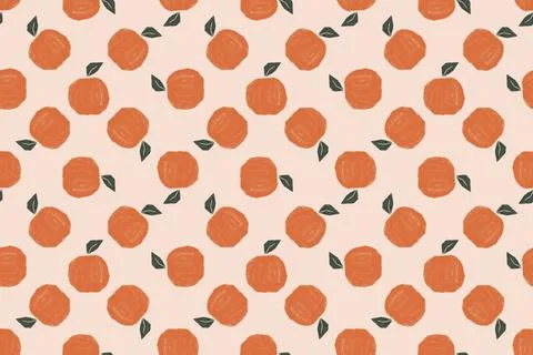 A seamless vertical pattern of stylized oranges with leaves on a light pea... Foto stock