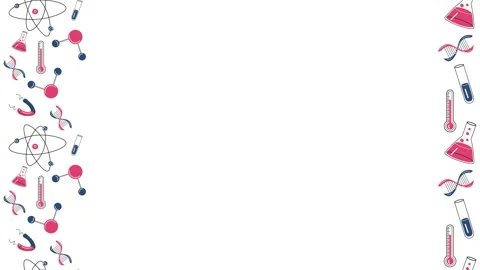 Seamless vertical scrolling science border background on white. Copy space Vídeos de archivo 342518272