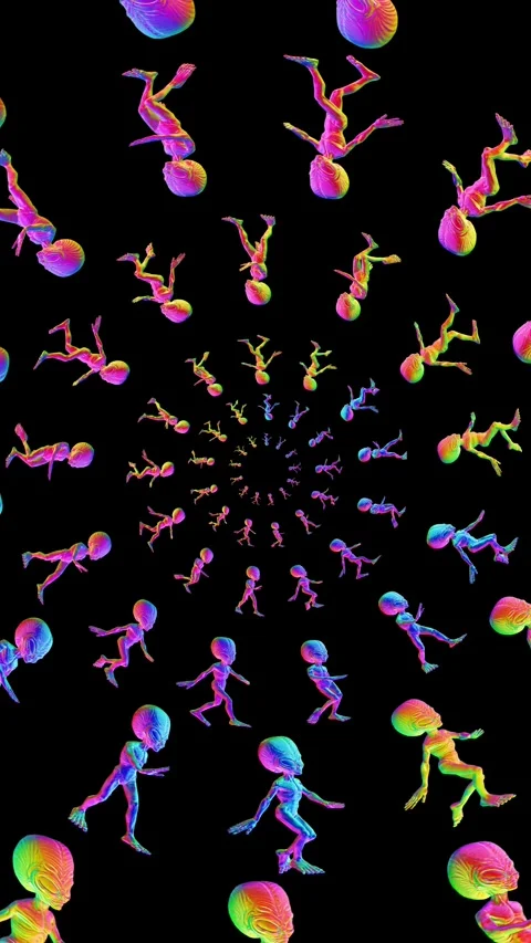Seamless vertical video animation of a crowd of psychedelic swirl of rainbow Vidéo 318710157