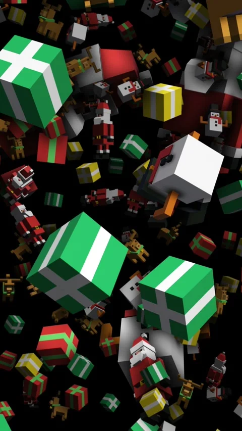 Seamless vertical video animation of geometric santa and presents pieces. Stock-Footage 317542907