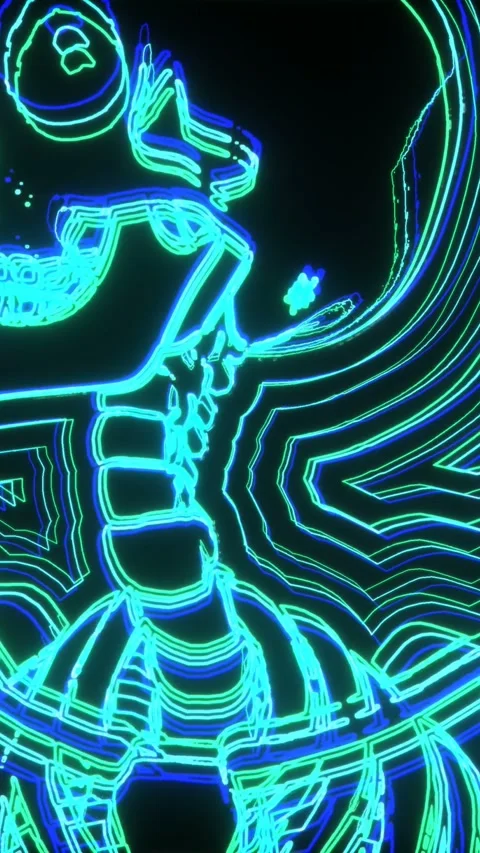 Seamless vertical video animation of glowing dancing skeleton. Funny halloween Video stock 317544872