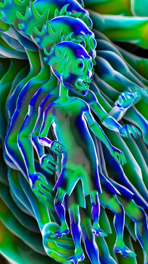 Seamless vertical video animation of a iridescent glass zombie dancing salsa Stock Footage 319294477