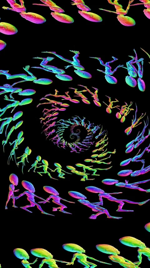 Seamless vertical video animation of psychedelic swirl of rainbow walking Vidéo 318710369