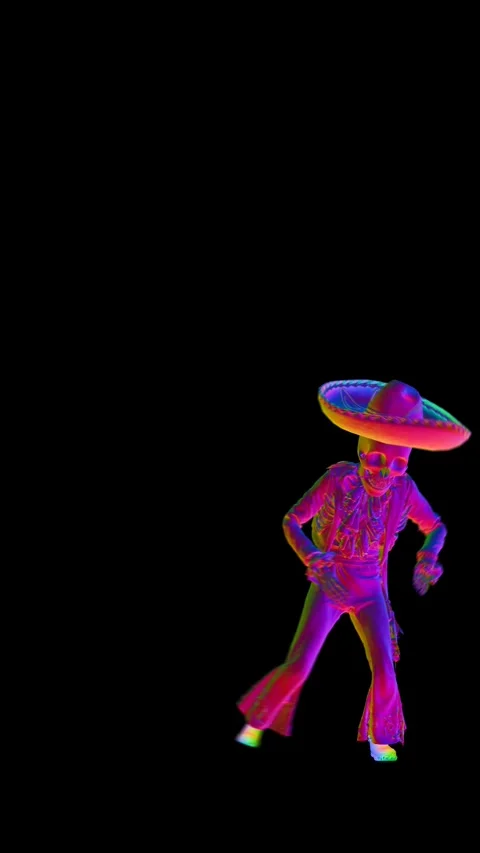 Seamless vertical video animation rainbow mariachi skeleton salsa dancing Vidéo 317540206