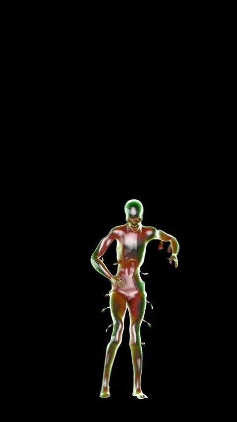 Seamless vertical video animation of a shiny glass mummy dancing salsa isolated Stock Footage 319416379