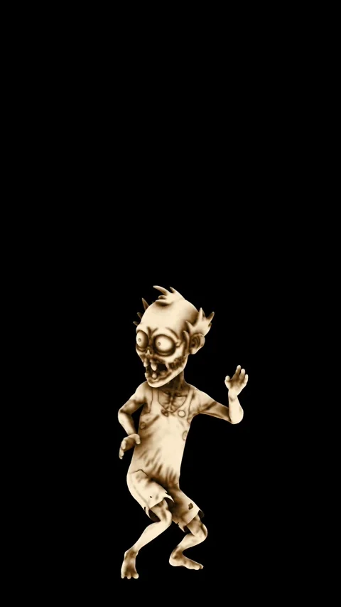 Seamless vertical video animation of a zombie dancing twist isolated with Stockbeeldmateriaal 316984452