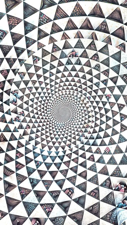 Seamless vertical video of a black and white mandala pattern swirl. Geometric Vidéo 339086101