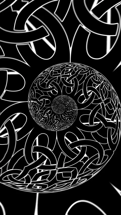 Seamless vertical video of a black and white mandala pattern swirl. Geometric Vidéo 339087159