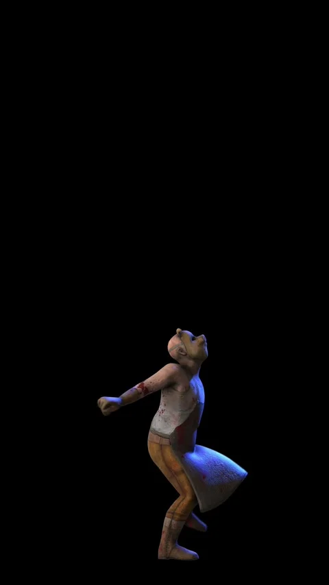 Seamless vertical video of butcher psycho killer dancing thriller isolated with Stock Footage 313008804