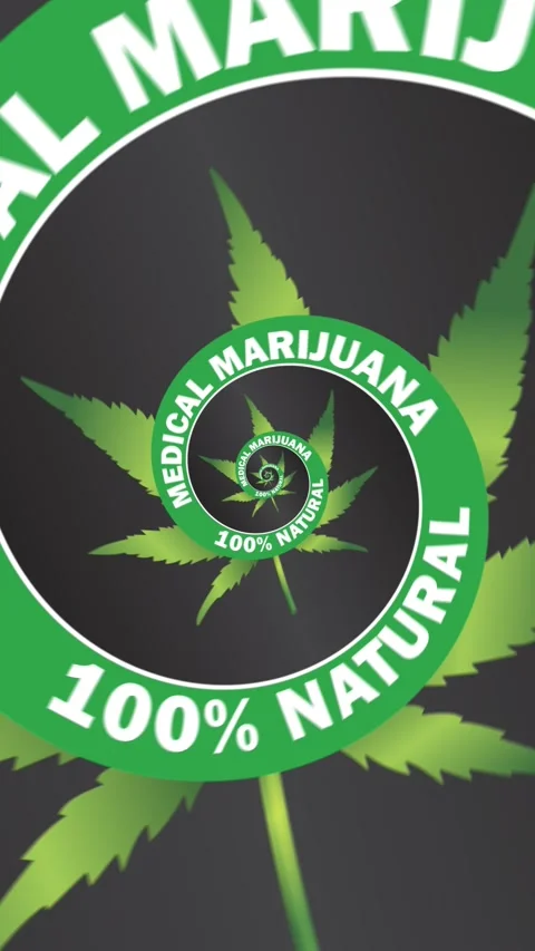 Seamless vertical video of a Cannabis leaf with text pattern swirl. Geometric Stock Footage 339085889