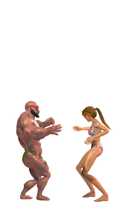 Seamless vertical video of caucasian bikini girl and a muscular man dancing. Видео 340336200