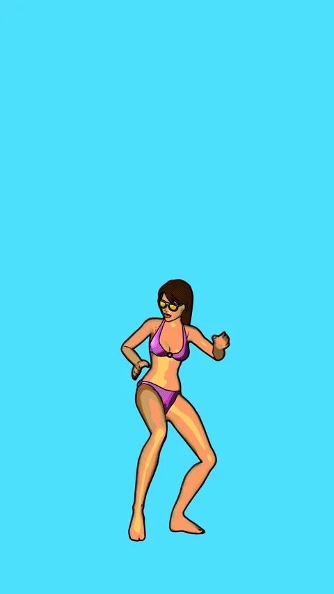Seamless vertical video of caucasian bikini girl dancing.  Funny summer Видео 340336434
