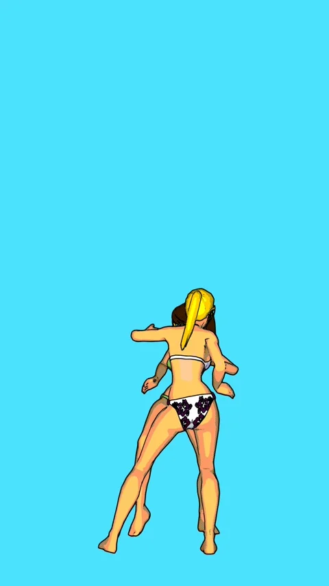 Seamless vertical video of caucasian bikini girls dancing.  Funny summer Видео 340336724