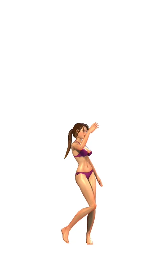 Seamless vertical video of caucasian bikini girl dancing. Funny cgi summer Видео 340473276