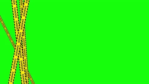 Seamless vertical video of caution tapes roll on borders chroma key Stock-Footage 239195426