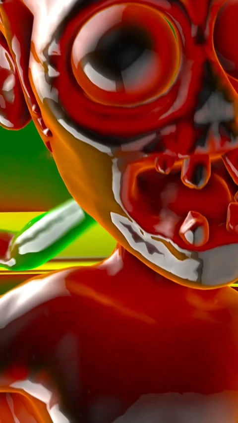 Seamless vertical video close-up animation of glass zombies dancing in haunted Vidéo 319295362