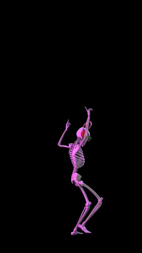 Seamless vertical video of a dancing skeleton with headphones and sunglasses Stock Footage 320245650