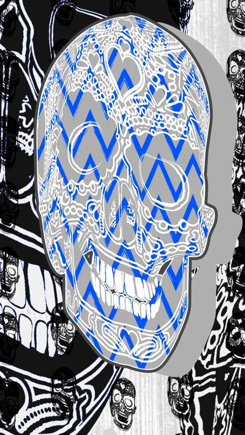 Seamless vertical video funny animation of a cartoon mexican skulls. Stop motion Stock Footage 319416731