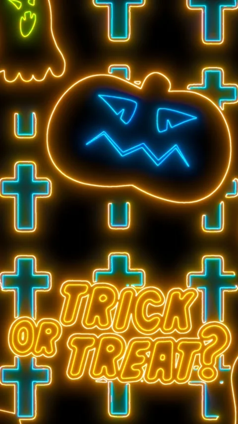 Seamless vertical video of Halloween element with neon effect. Funny background Stock Footage 329391661