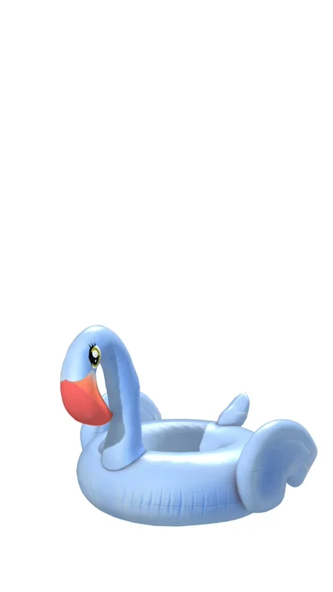 Seamless vertical video of a light blue swan inflatable. Funny summer background Видео 340472262