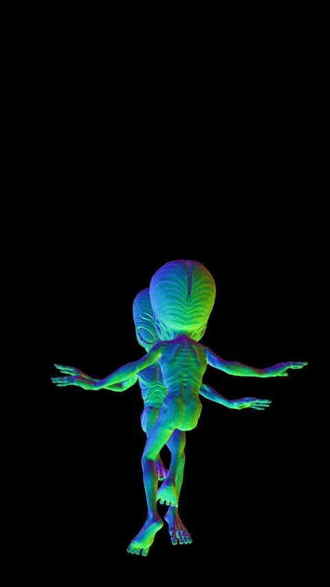 Seamless vertical video loopable animation of rainbow aliens floating in space Vidéo 318663533