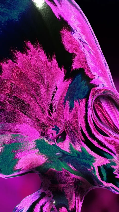 Seamless vertical video loopable animation of a metal alien head spinning Видео 318711217