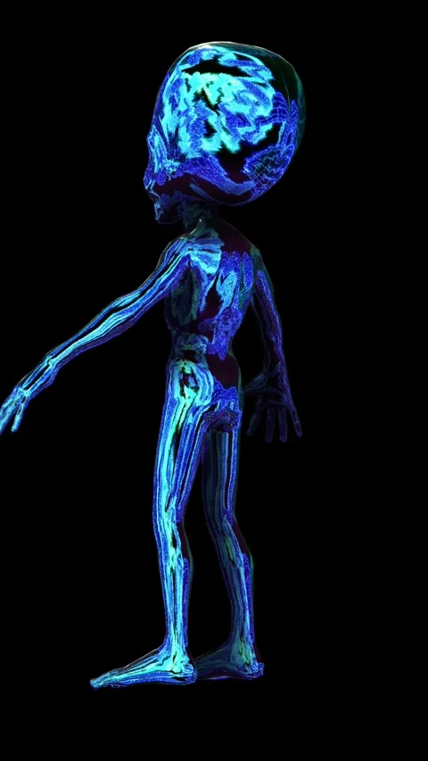 Seamless vertical video loopable animation of a metal alien spinning Stock Footage 318743111