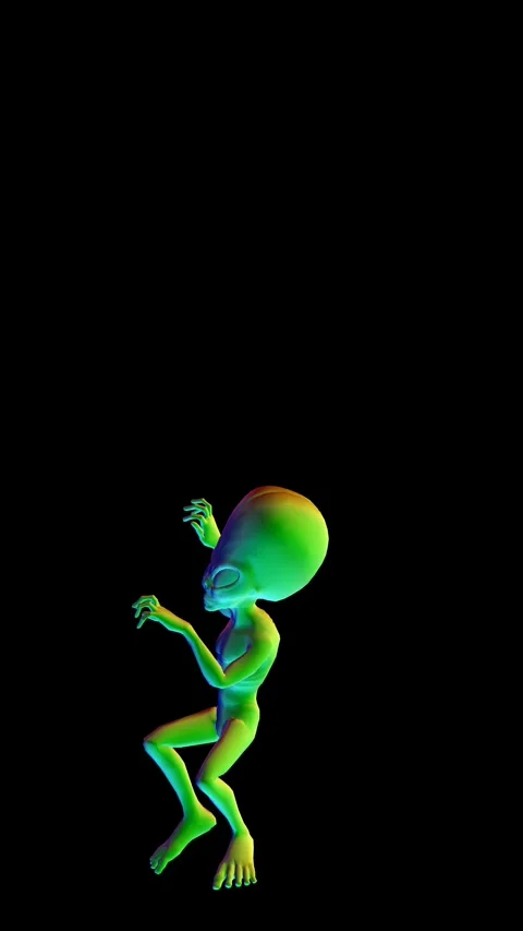 Seamless vertical video loopable animation of a rainbow alien thriller dancing Stock Footage 319293555