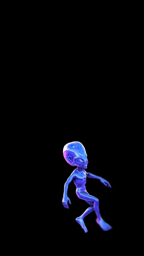 Seamless vertical video loopable animation of a pink metal alien dancing Video stock 319296814