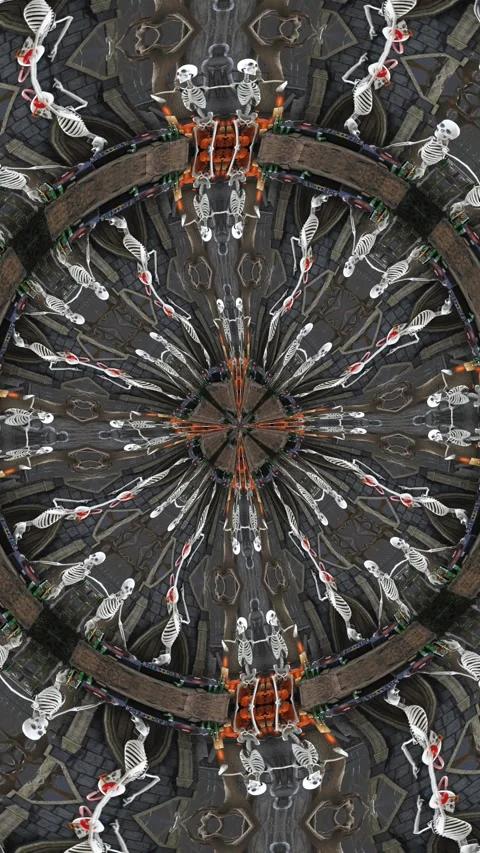 Seamless vertical video of mandala of a skeleton dancing. Psychedelic trippy Stock-Footage 336928152