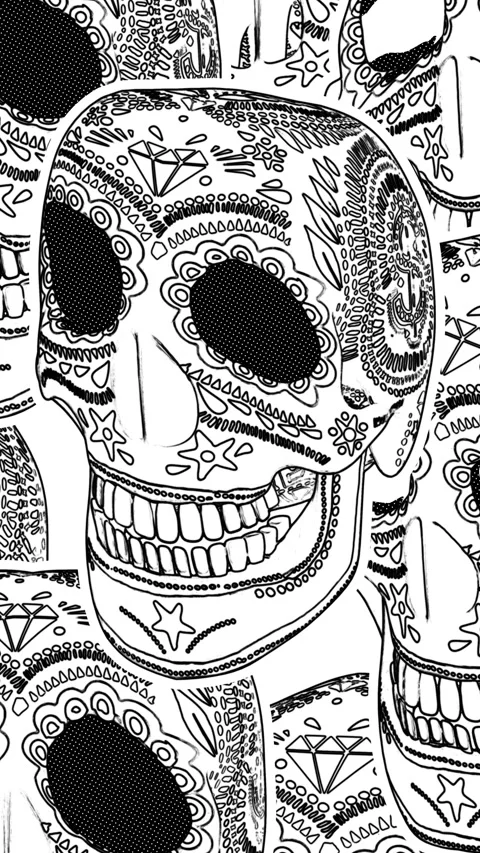 Seamless vertical video mexican sugar candy skulls printed drawn style cartoon. Stock Footage 320141191
