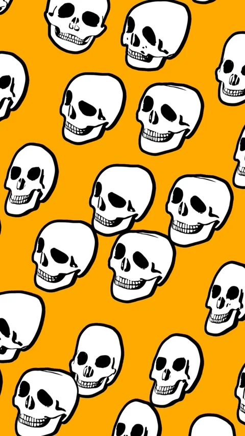 Seamless vertical video psychedelic skulls printed drawn style cartoon. Hypnotic Stock Footage 320022485
