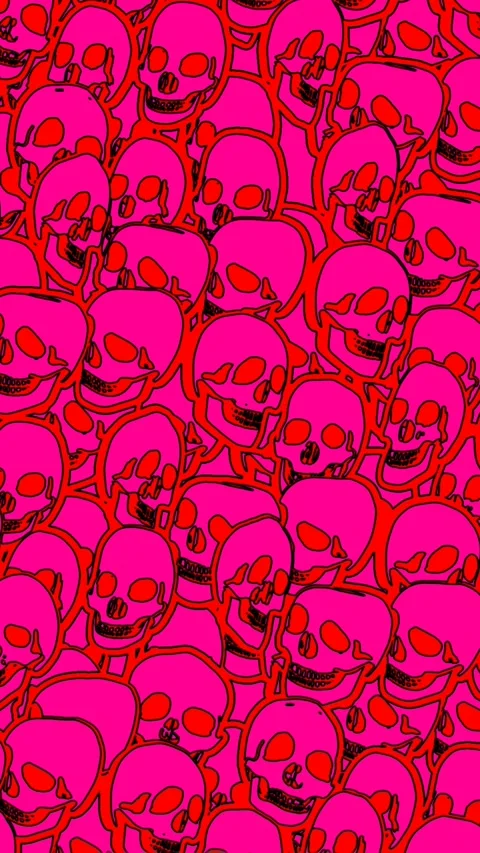 Seamless vertical video psychedelic skulls printed drawn style cartoon. Hypnotic 스톡 동영상 320139681