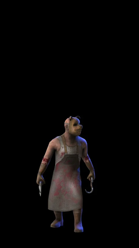 Seamless vertical video of psycho butcher attacking isolated with copyspace. Video stock 312698449