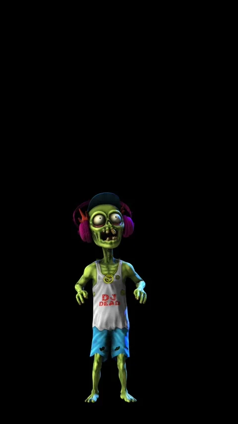 Seamless vertical video of a raver zombie house dancing isolated with copyspace. Stockbeeldmateriaal 313008167