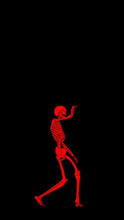 Seamless vertical video sexy dancing skeleton printed drawn style cartoon Video stock 320251724