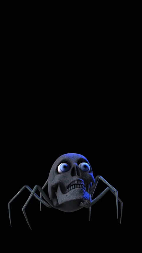 Seamless vertical video of a walking skull spider monster isolated with Video stock 311932420