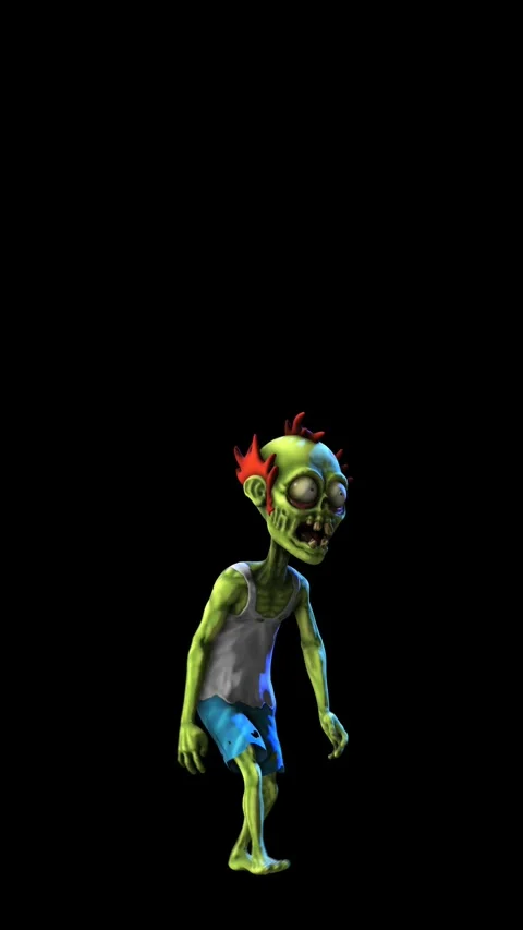 Seamless vertical video of a walking zombie isolated with copyspace. Funny Stock Footage 311933161