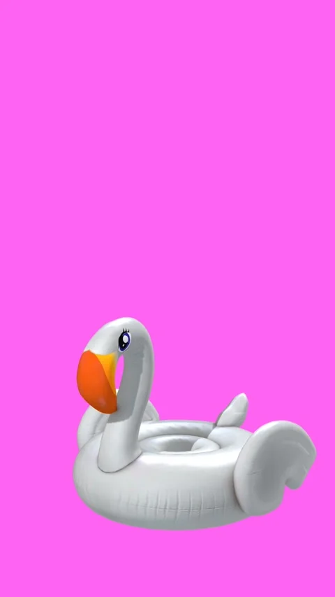 Seamless vertical video of a white swan inflatable. Funny summer background Видео 340472197