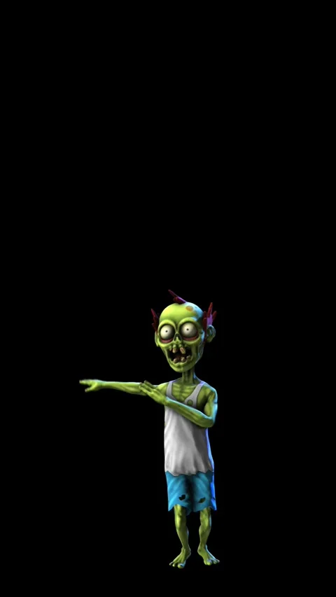 Seamless vertical video of a zombie dancing salsa isolated with copyspace. Funny Stock Footage 311820177