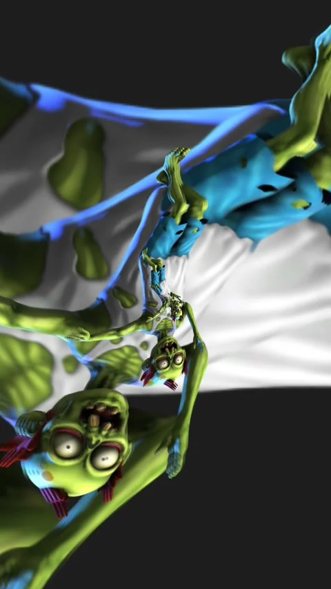 Seamless vertical video of a zombie dancing salsa with echo effect. Funny Stock Footage 313011145