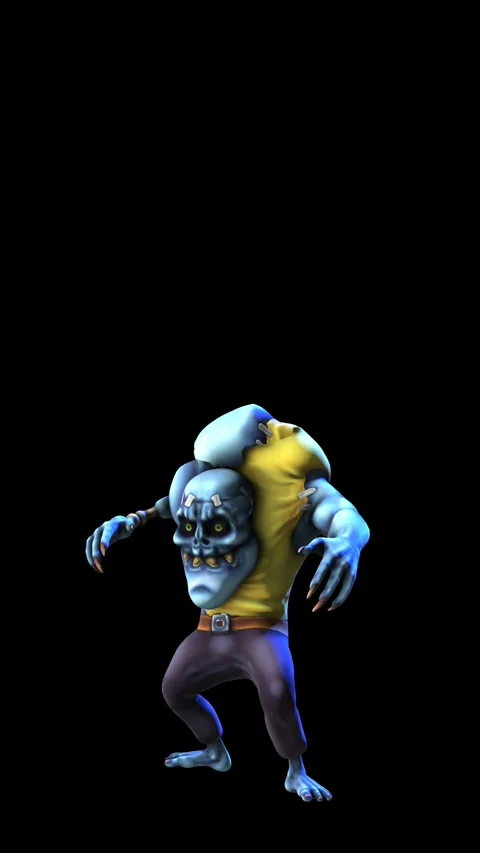 Seamless vertical video of a zombie monster walking isolated with copyspace. Stockbeeldmateriaal 311820967