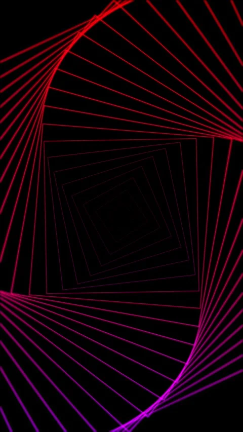 Seamless Vertical VJ Loop Neon Wireframe Square Tunnel Background Stock Footage 338169267