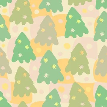 Seamless very cute christmas pattern background with hand draw pastel pine tr Stock Illustration