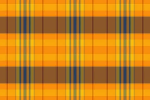 Seamless vibrant orange plaid pattern featuring classic navy blue intersectin Stock Illustration